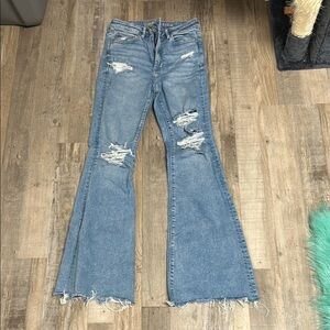 American Eagle Outfitters Blue Flare Wide Leg Jeans